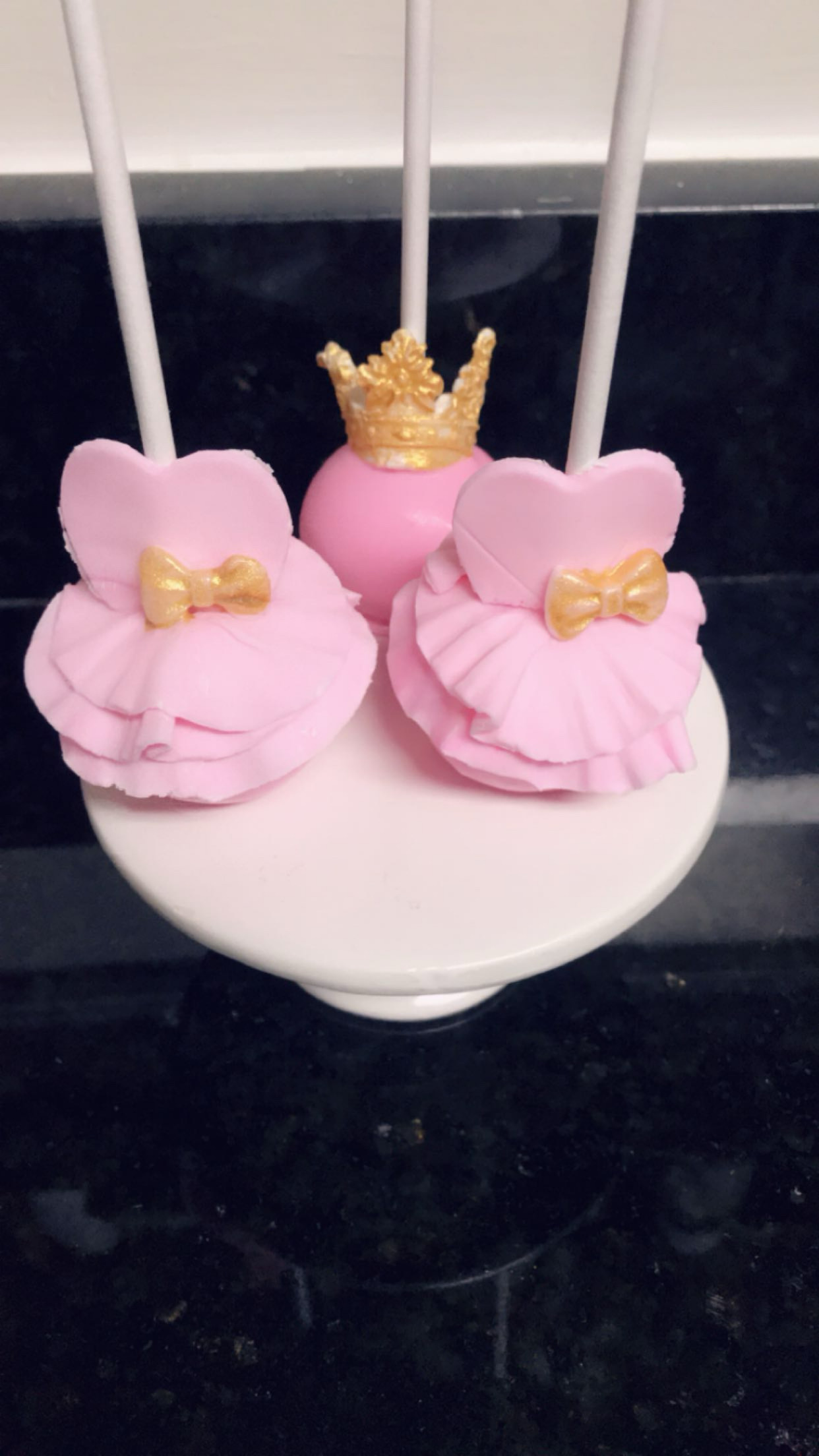 Pink and gold themed cake pops
